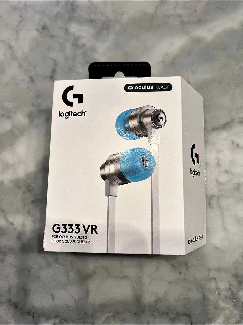 Logitech G3333 VR Earbud Headphones in Blue & Silver New Open Box
